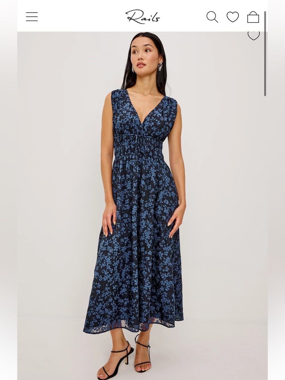 Rails Blue Floral V-Neck Sleeveless Maxi Dress